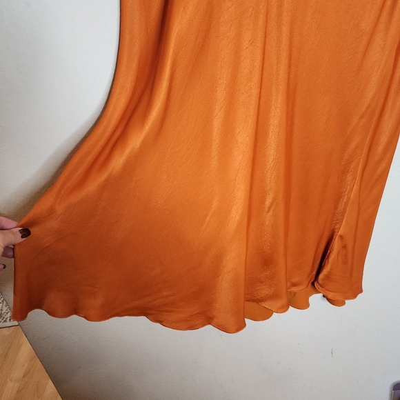 & Other Stories Orange Satin Midi Skirt Size 12 - Picture 12 of 16